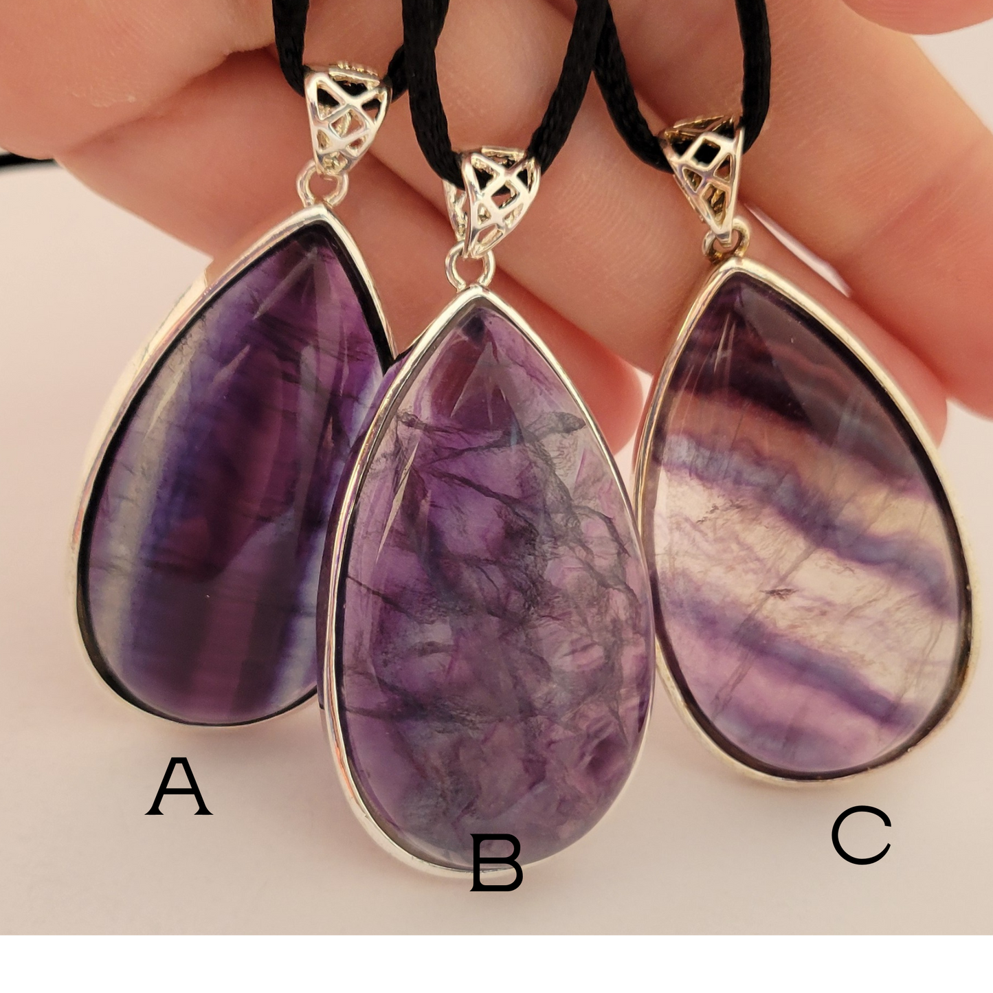 Teardrop Rainbow Fluorite Necklace
