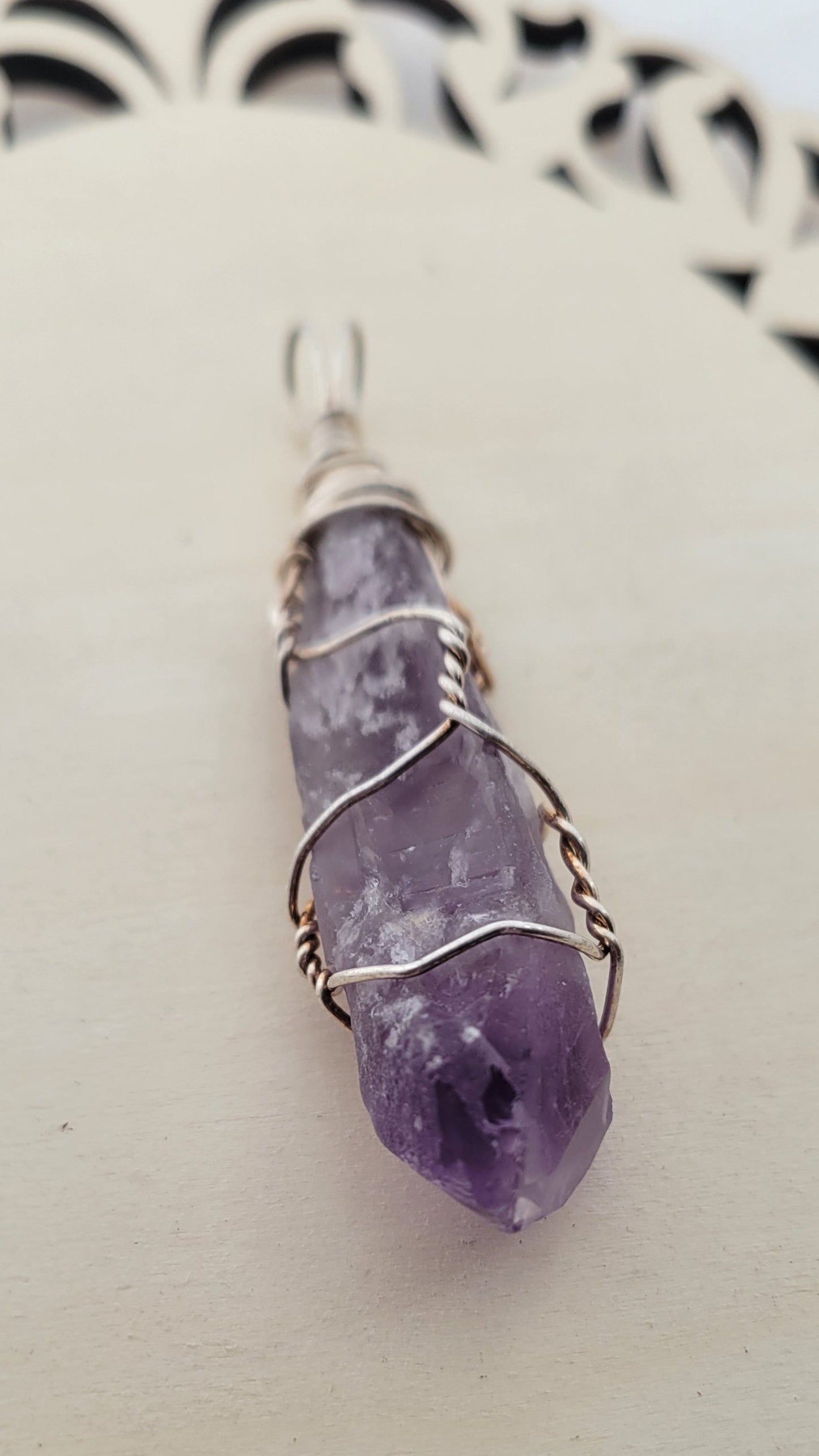 Wire wrap amethyst necklace