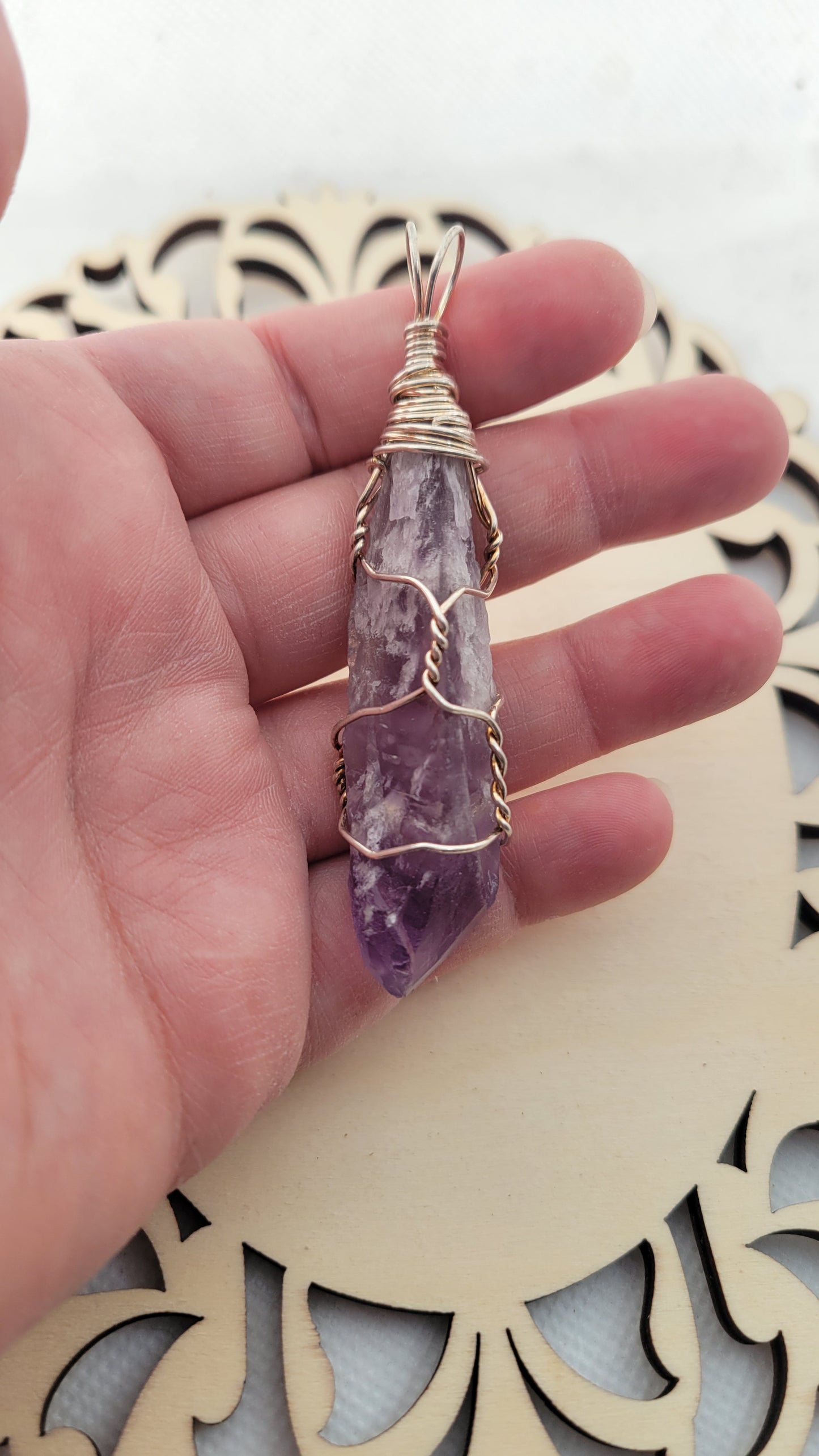 Wire wrap amethyst necklace