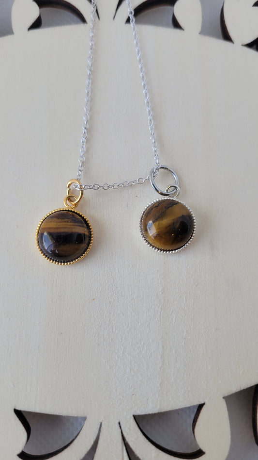 Tigers eye crystal pendant necklace