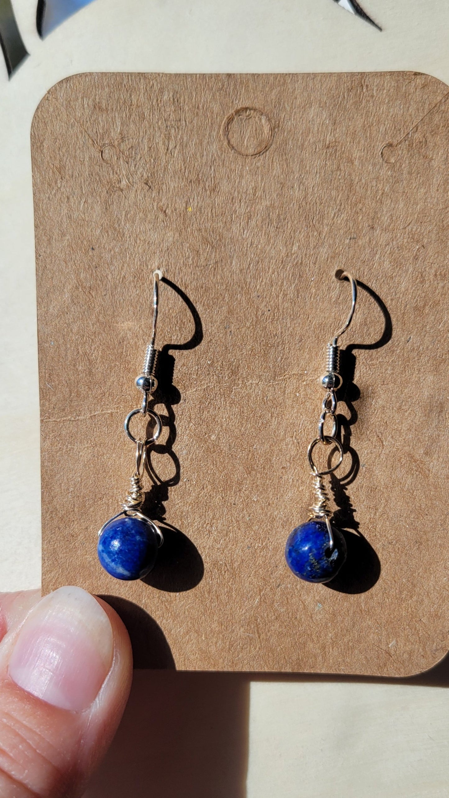 Lapis lazuli crystal earring, sterling silver, dangle earring