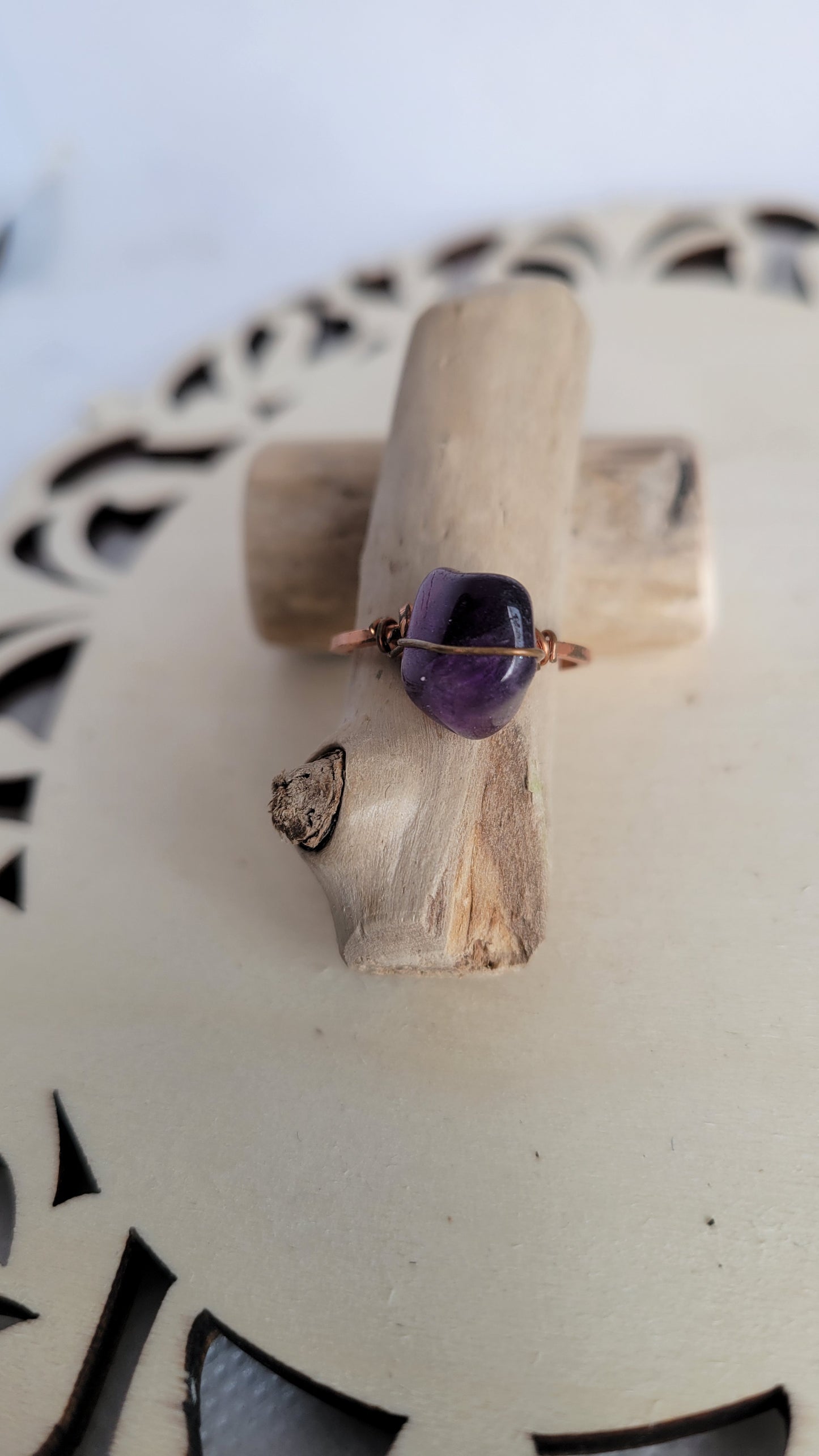 Amethyst crystal ring