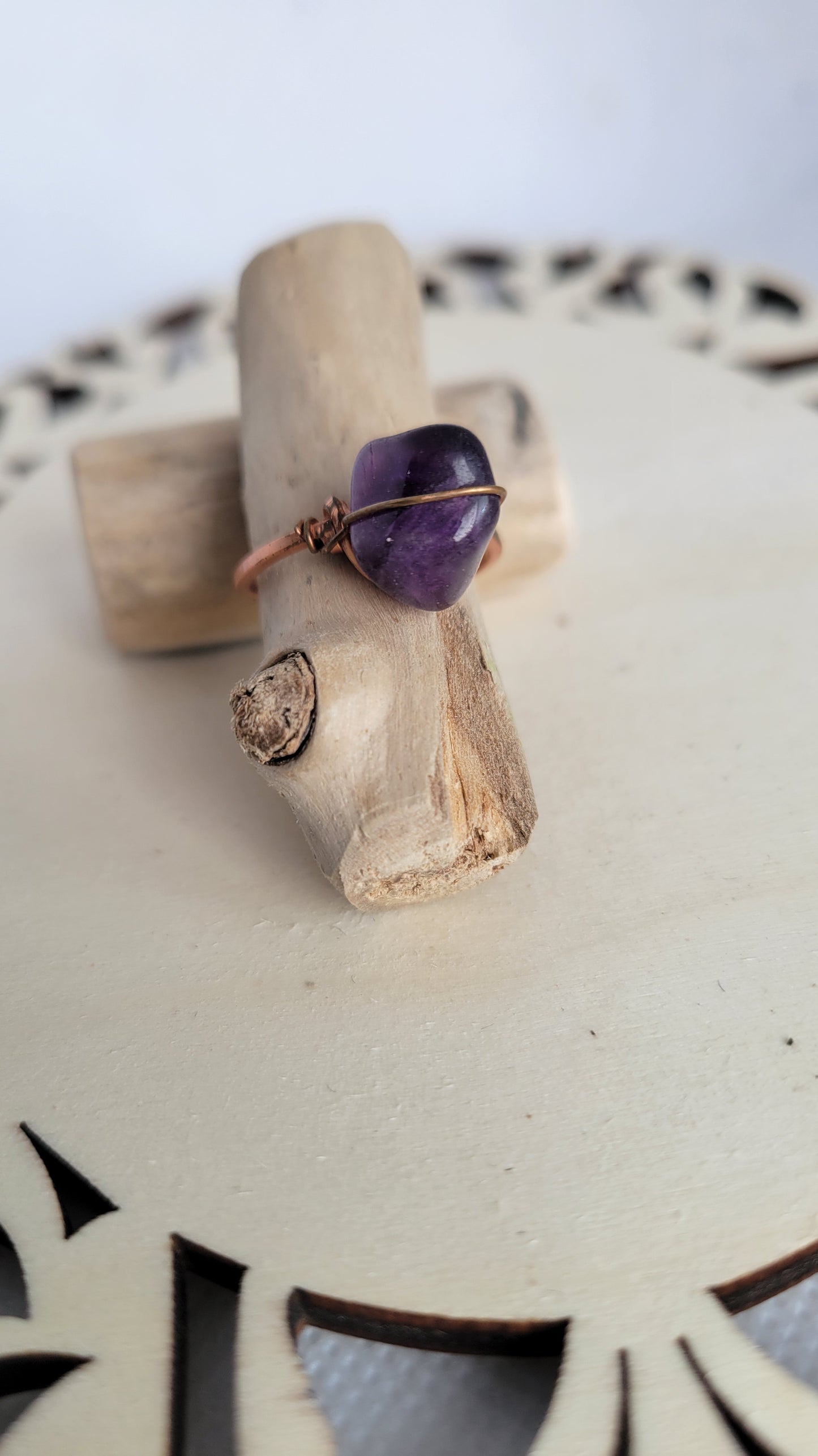 Amethyst crystal ring