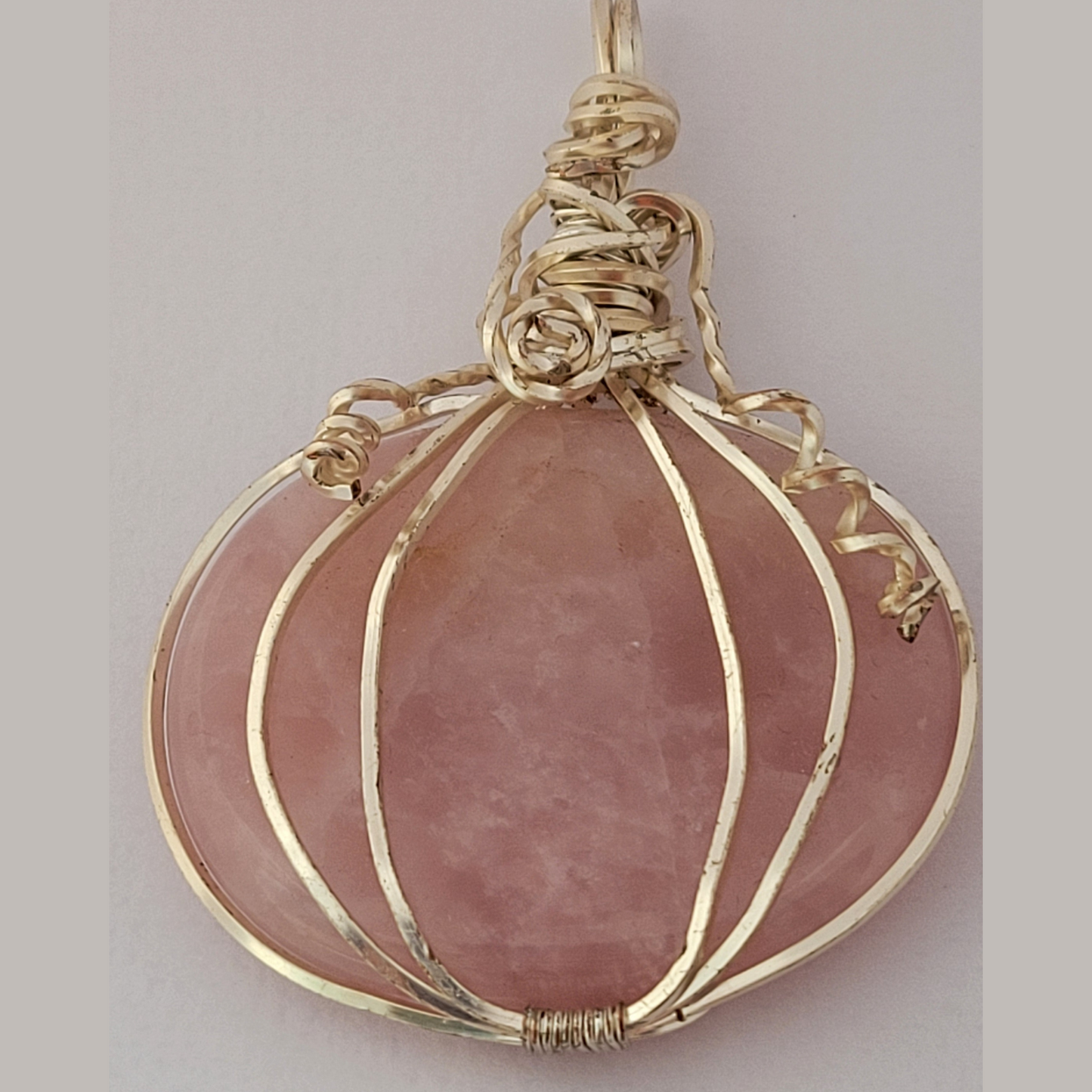 Rose quartz pumpkin pendant