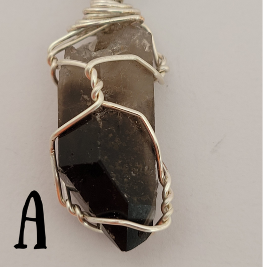 Smoky quartz, silver wirewrapped