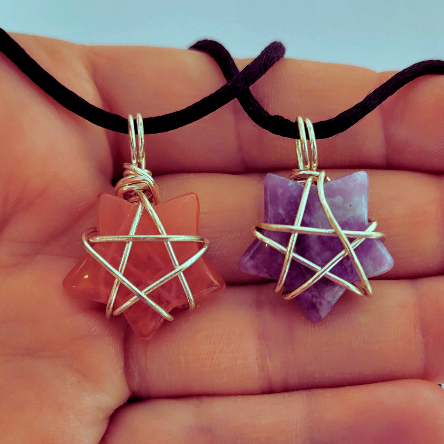 Wire-Wrapped Crystal Star Necklace