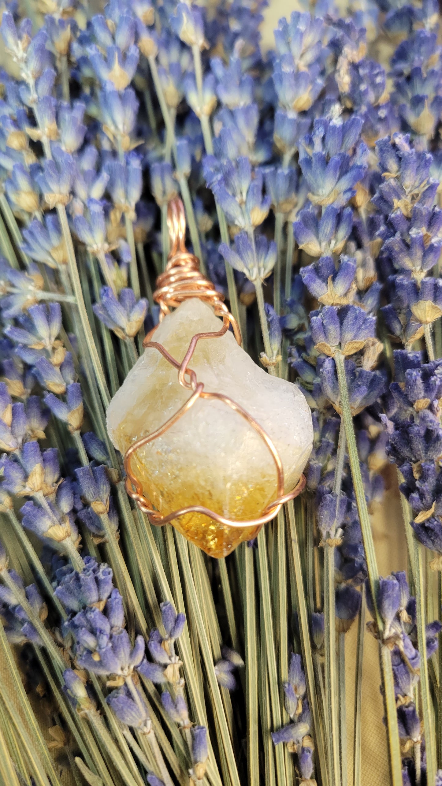 Wire wrapped heat treated amethyst crystal necklace