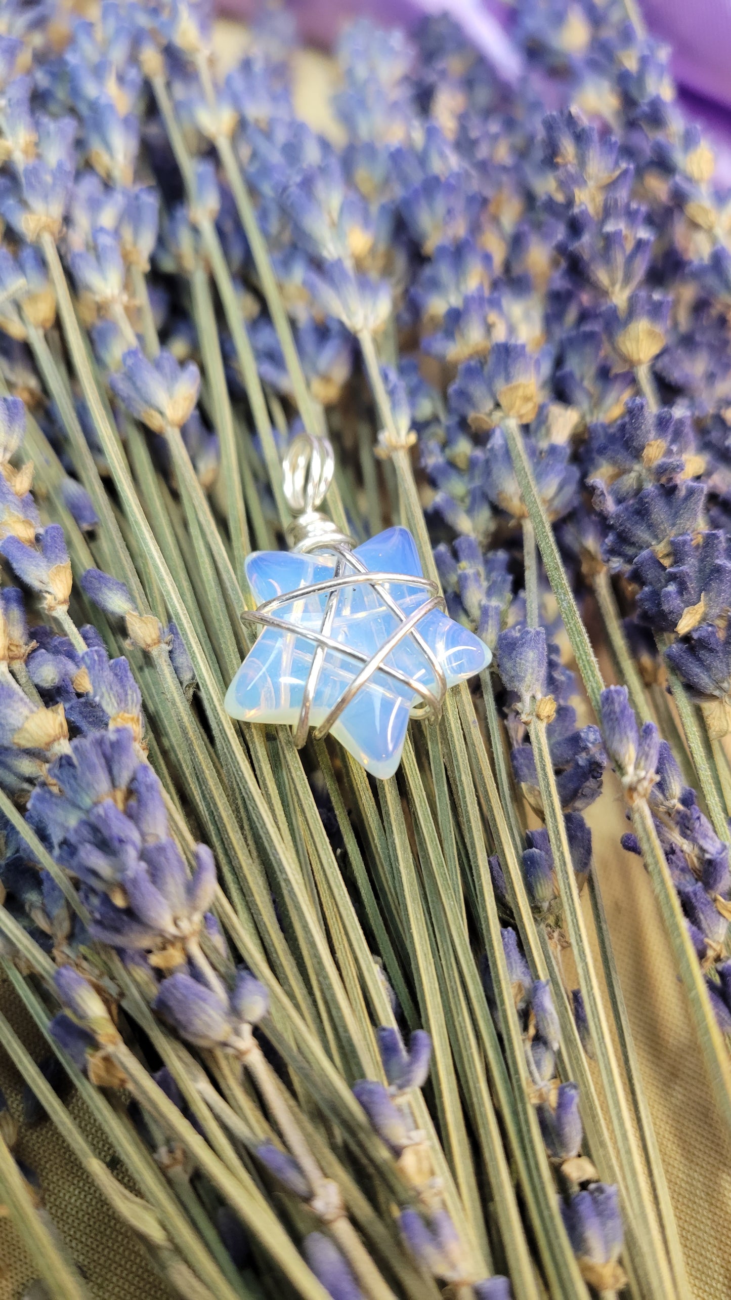 wire wrapped star opalite crystal necklace