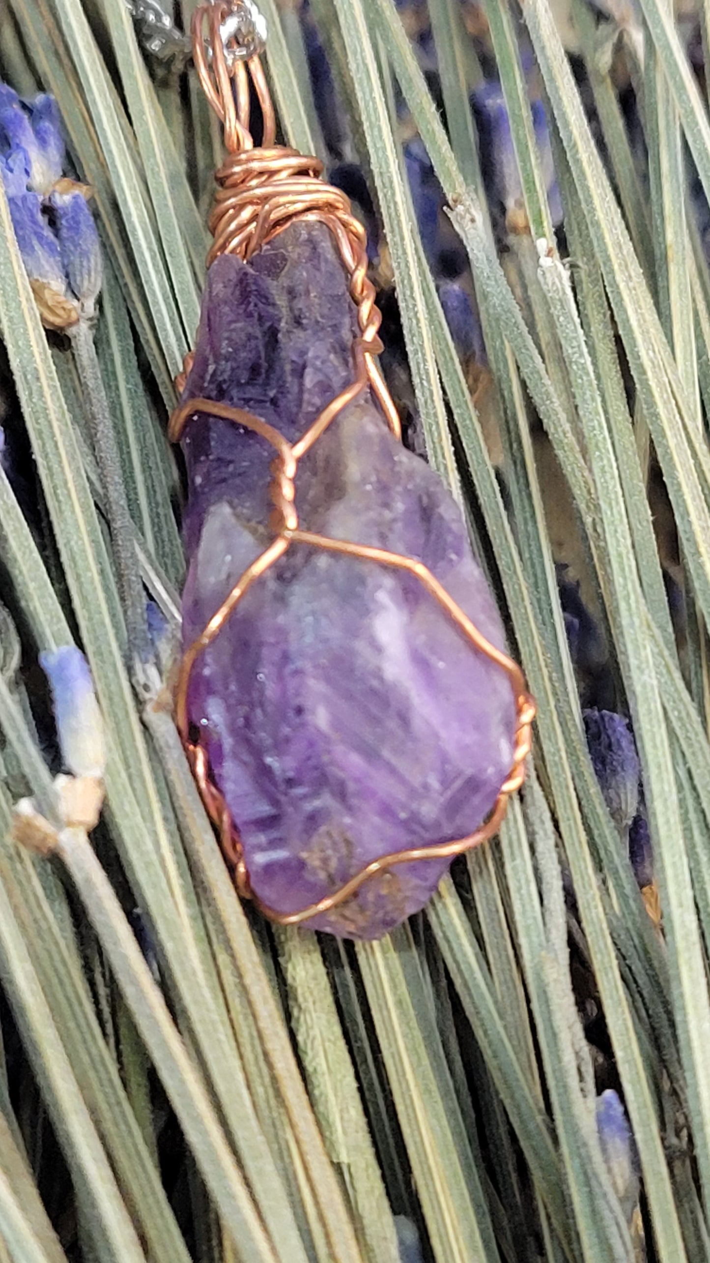 Wire wrapped Amethyst crystal necklace