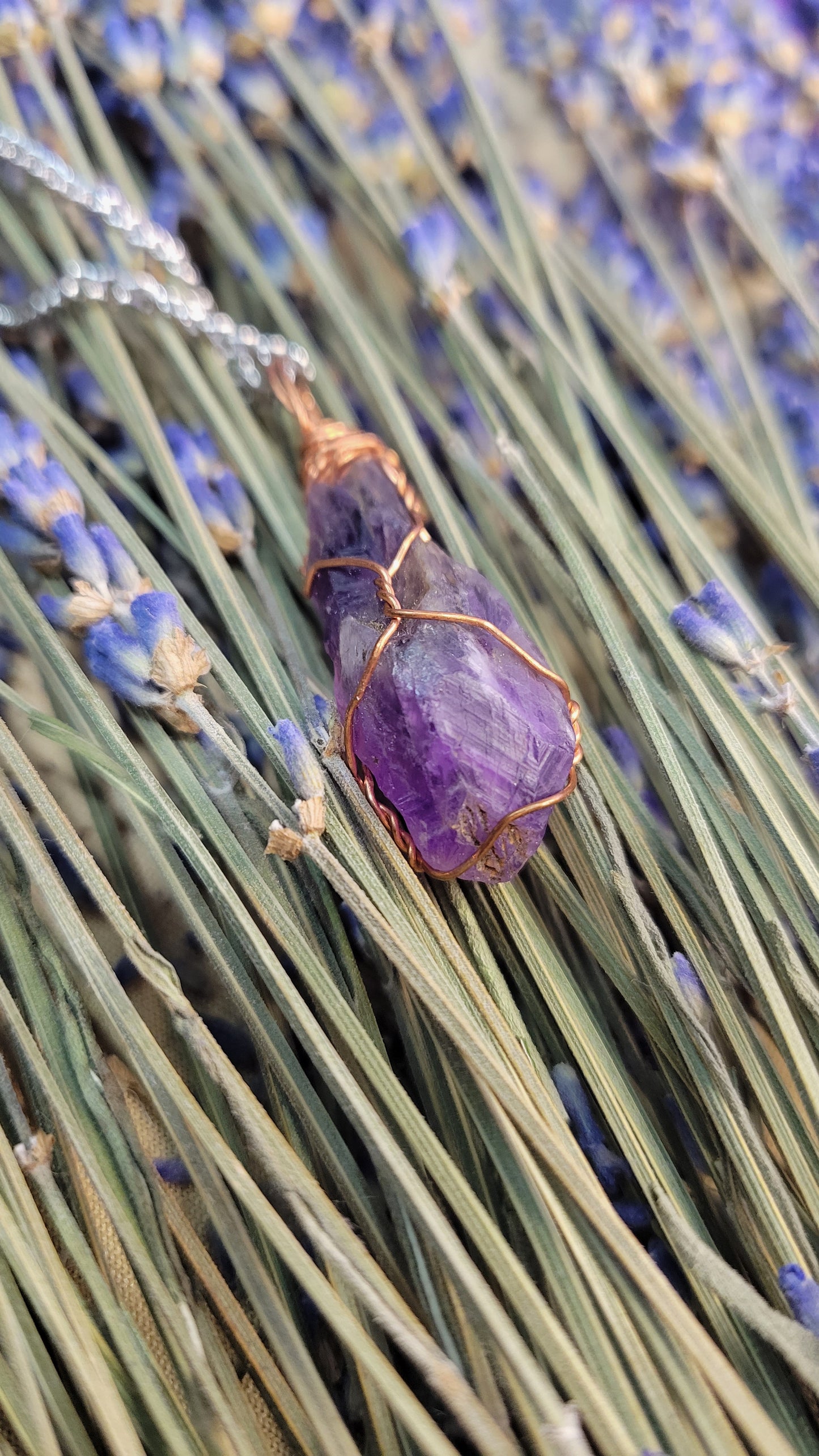 Wire wrapped Amethyst crystal necklace