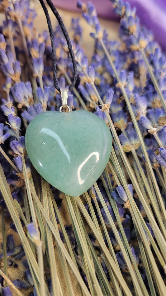 Green aventurine heart necklace