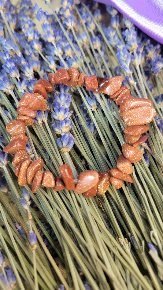 Goldstone chip bracelet