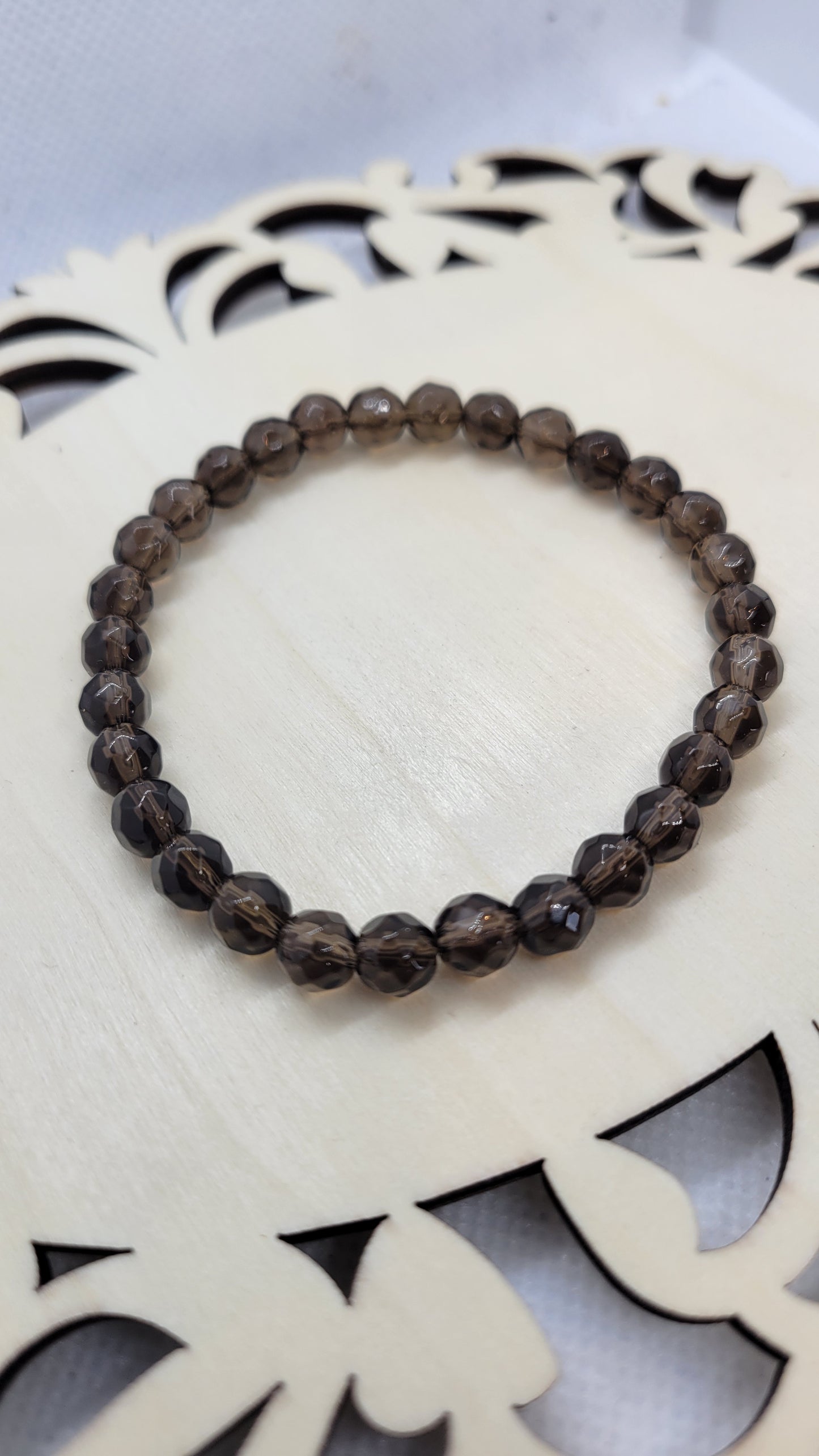 Smoky quartz faceted bracelet