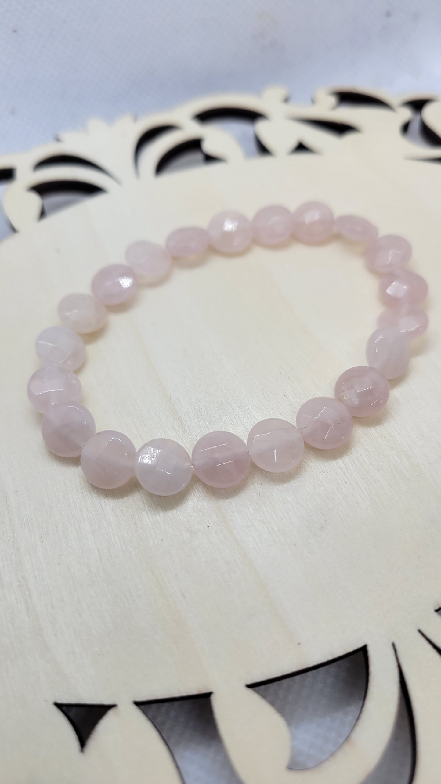 rose quartz faceted flat bracelet