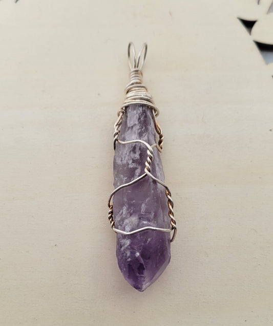 Wire wrap amethyst necklace