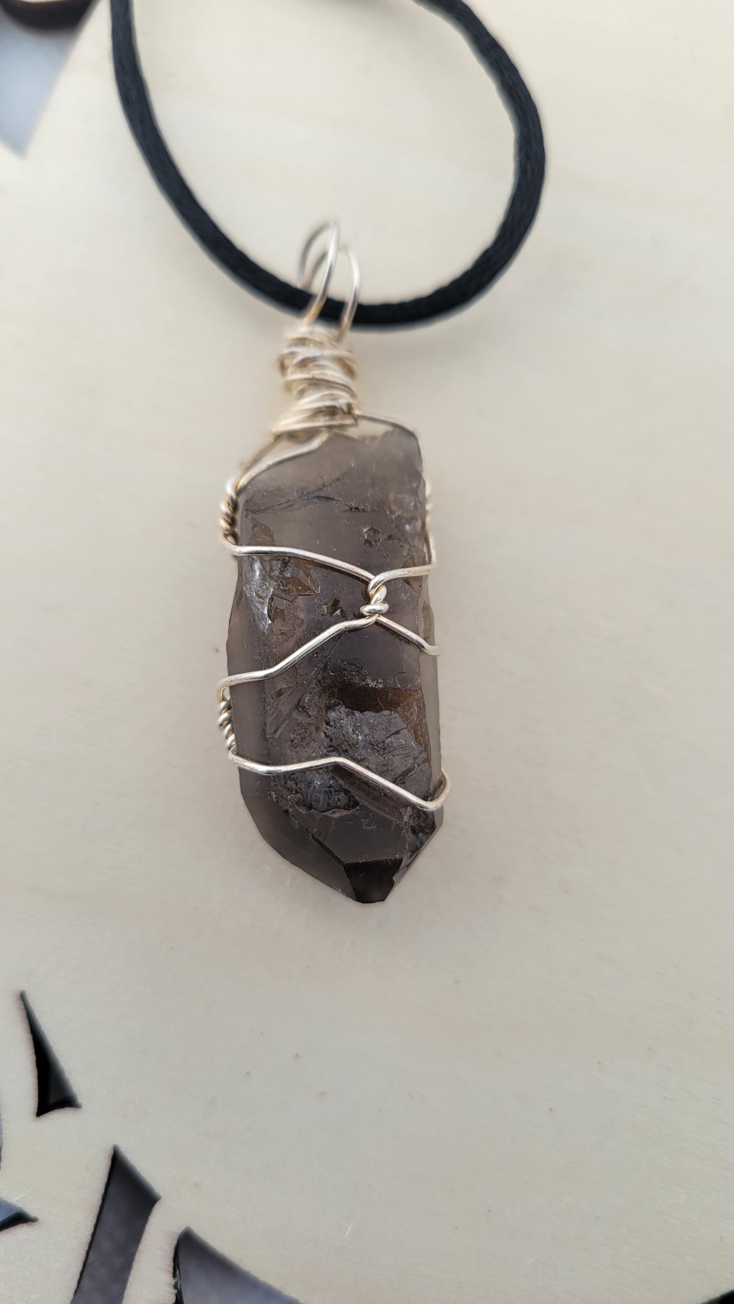 Smoky quartz wire wrapped necklace