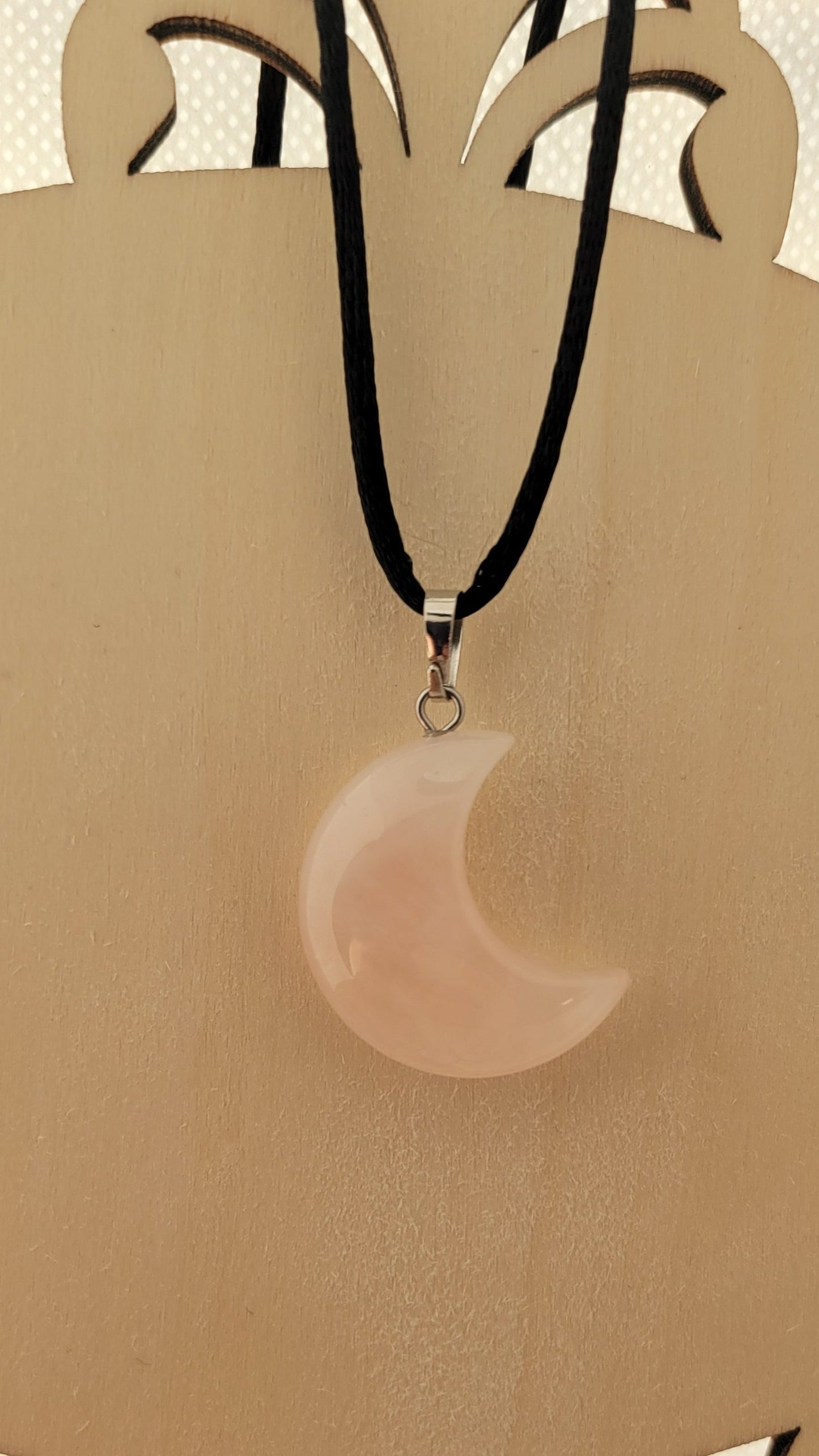 Rose quartz crystal moon necklace