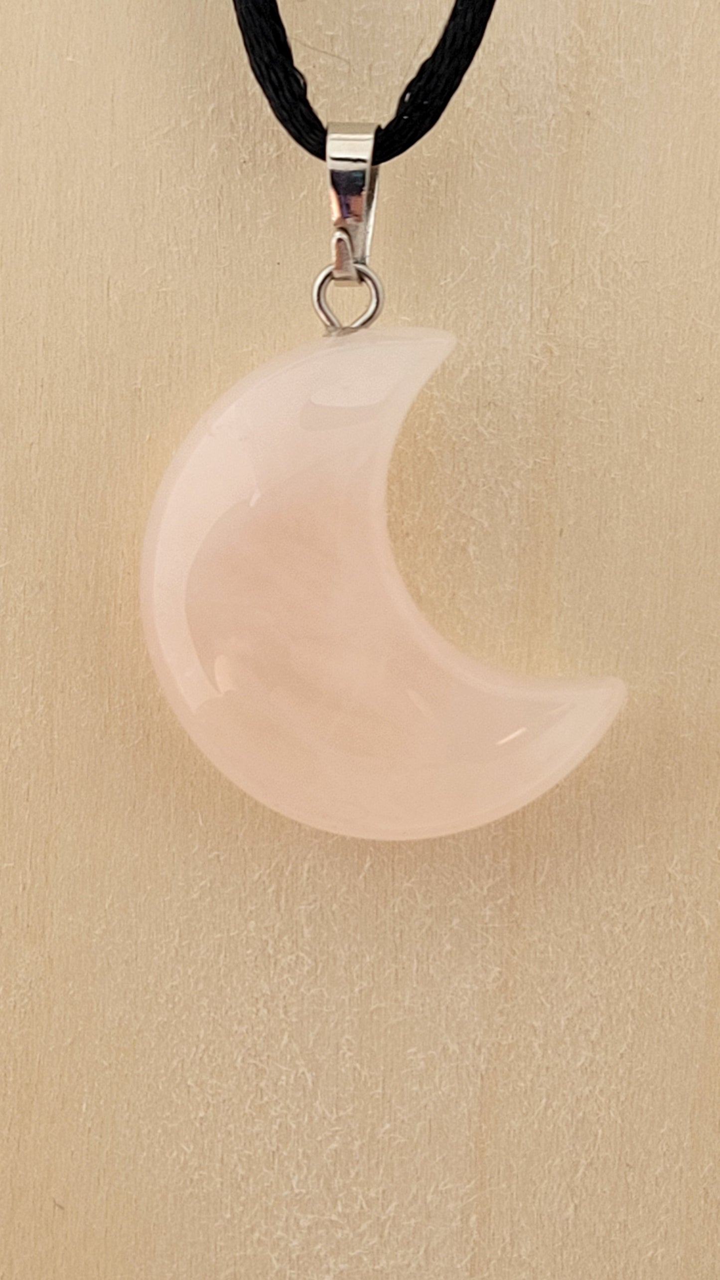 Rose quartz crystal moon necklace