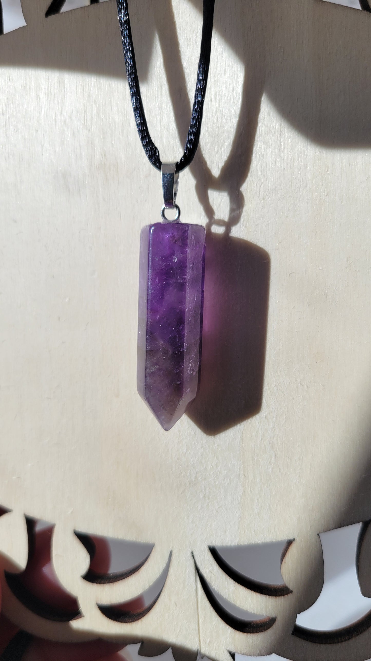 Amethyst crystal point necklace