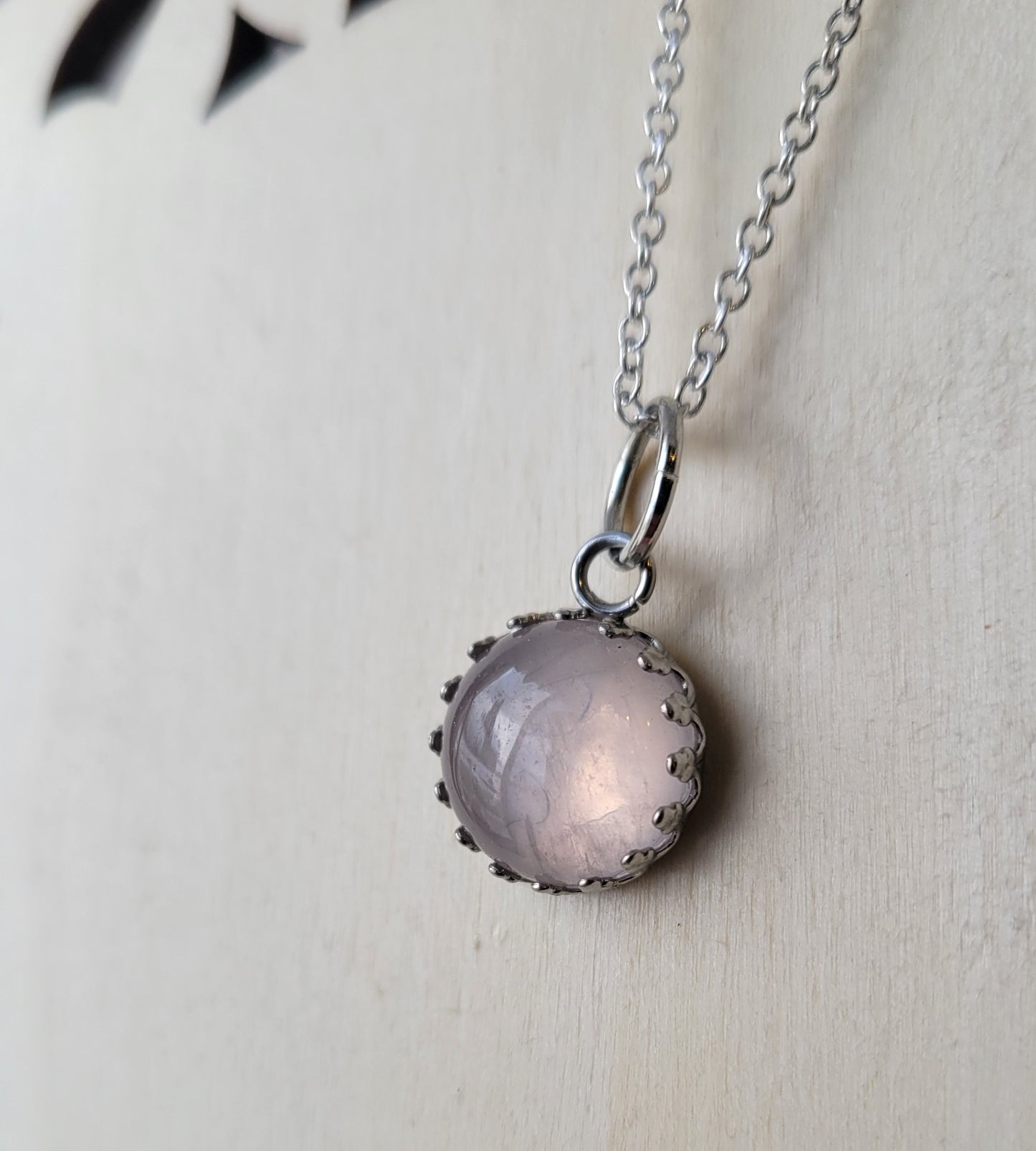 Rose quartz crystal pendant necklace