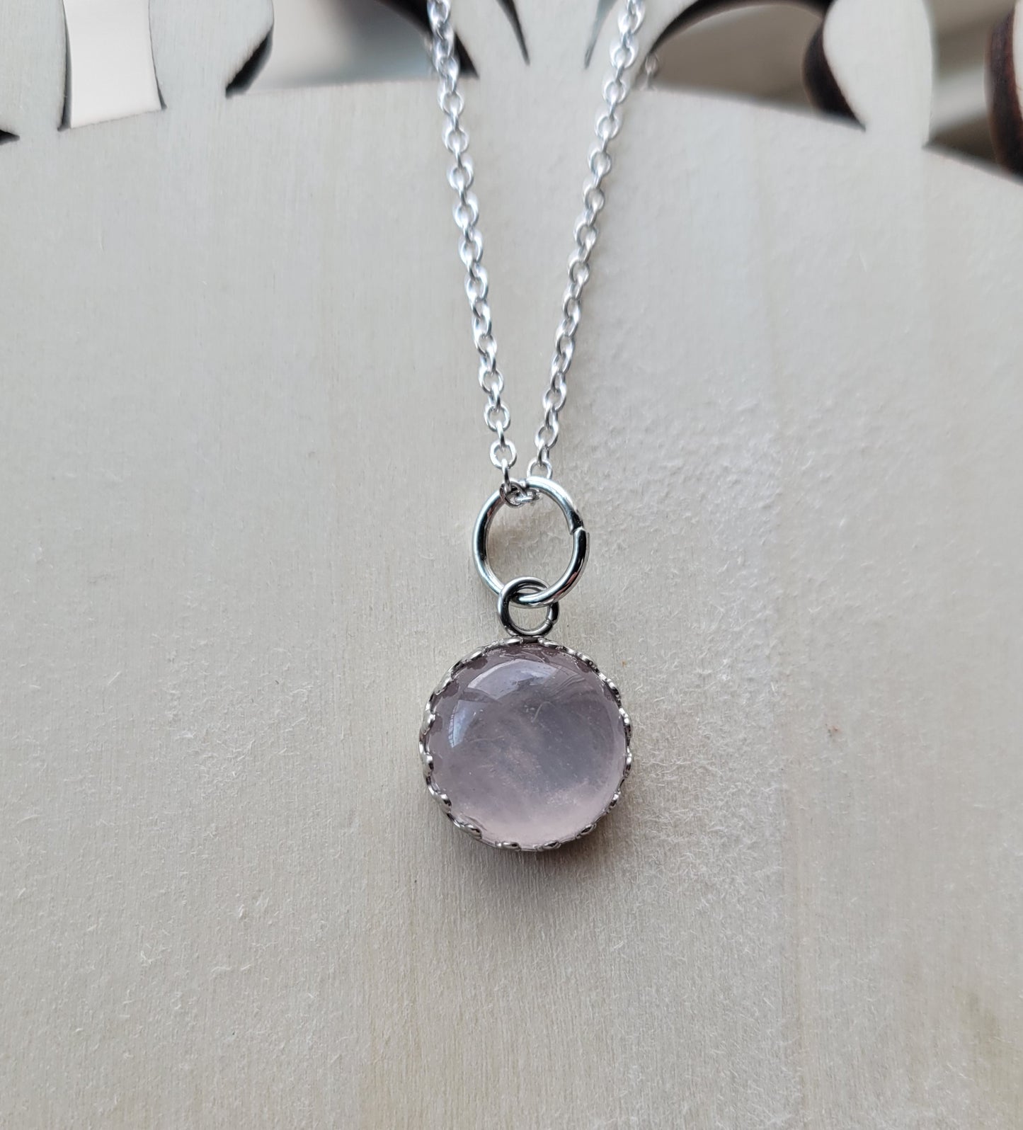 Rose quartz crystal pendant necklace