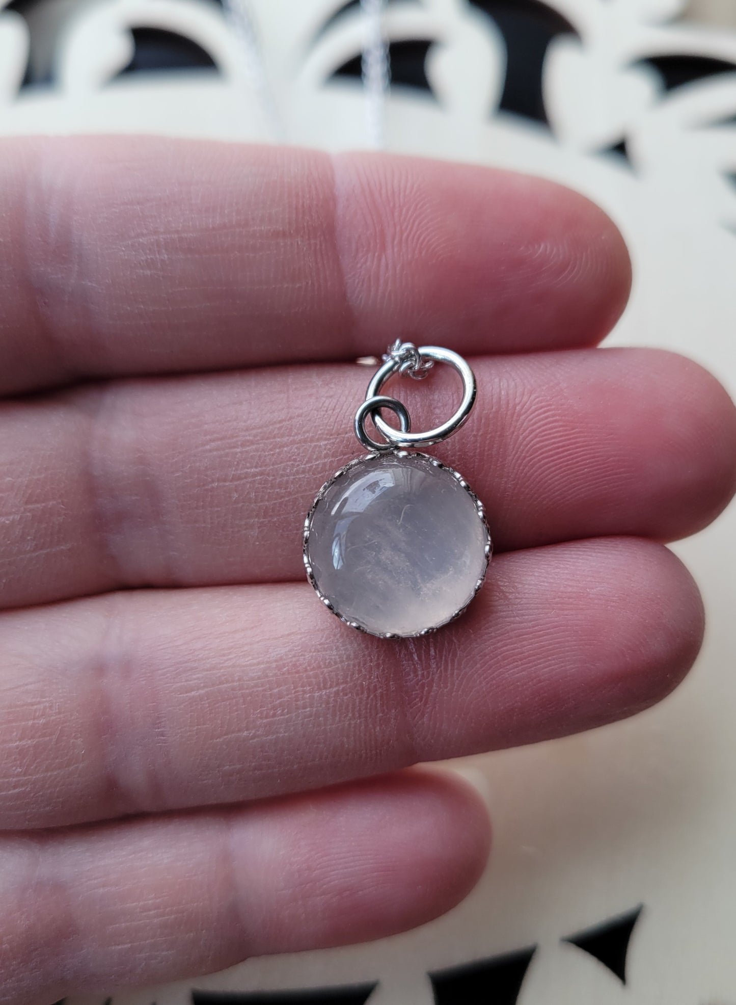 Rose quartz crystal pendant necklace