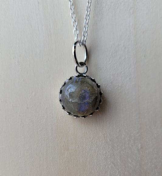 Labradorite crystal pendant necklace