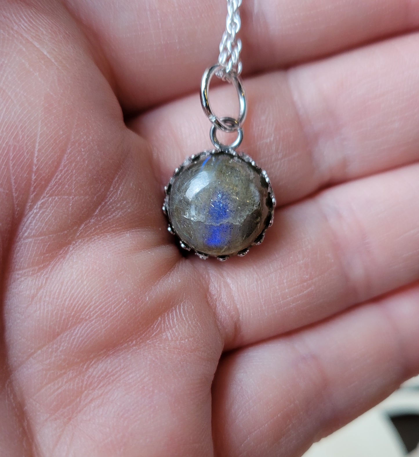 Labradorite crystal pendant necklace