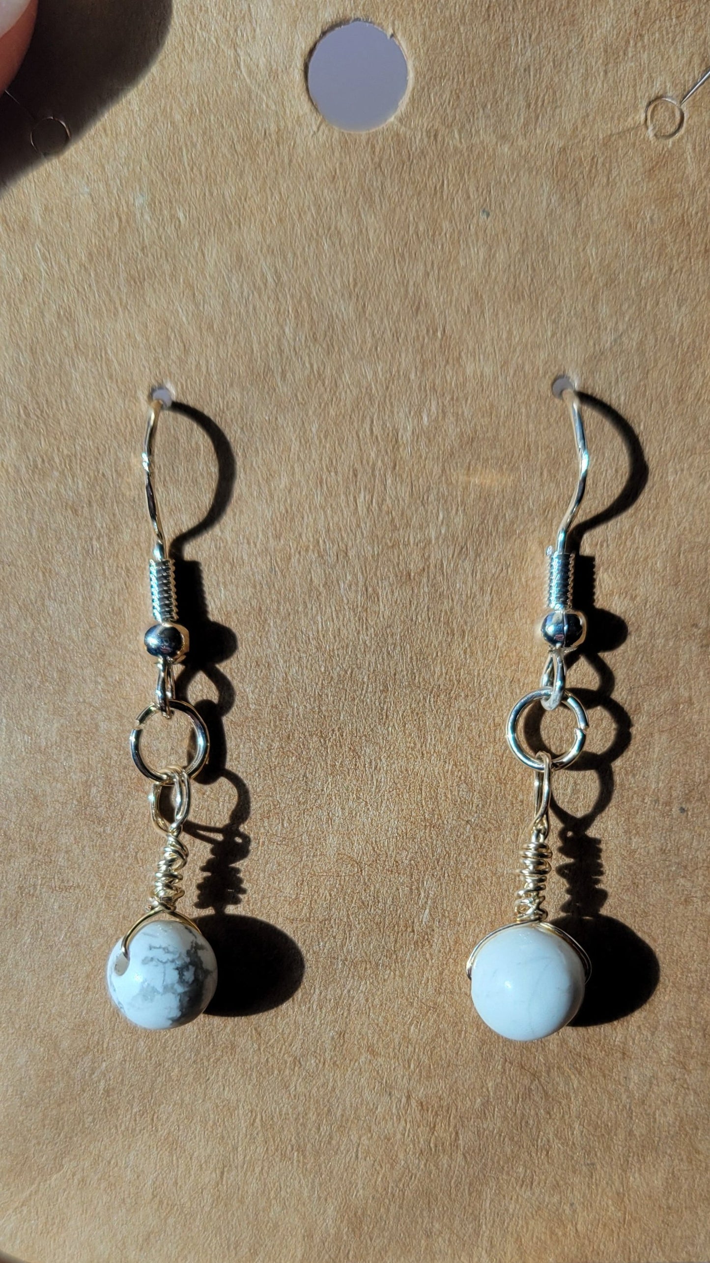 Howlite crystal earrings, sterling silver, dangle earring