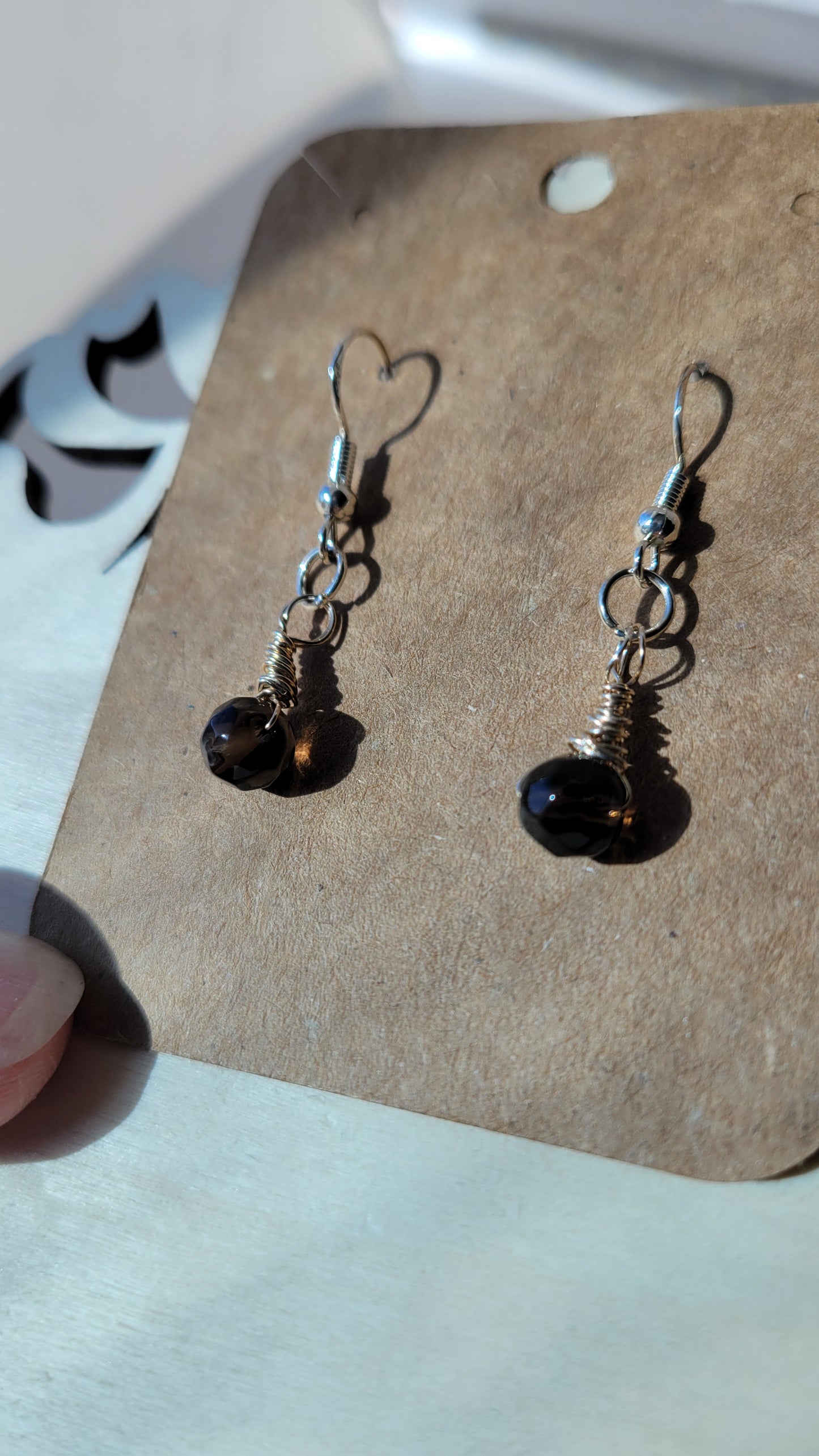 Smoky quartz crystal earrings, sterling silver, dangle earrings