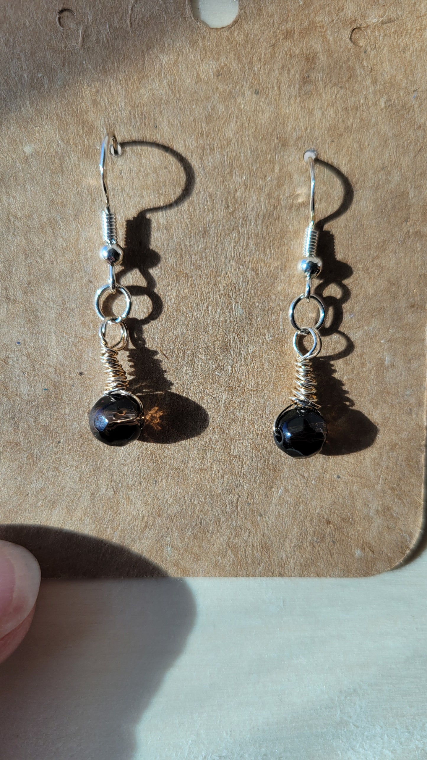 Smoky quartz crystal earrings, sterling silver, dangle earrings