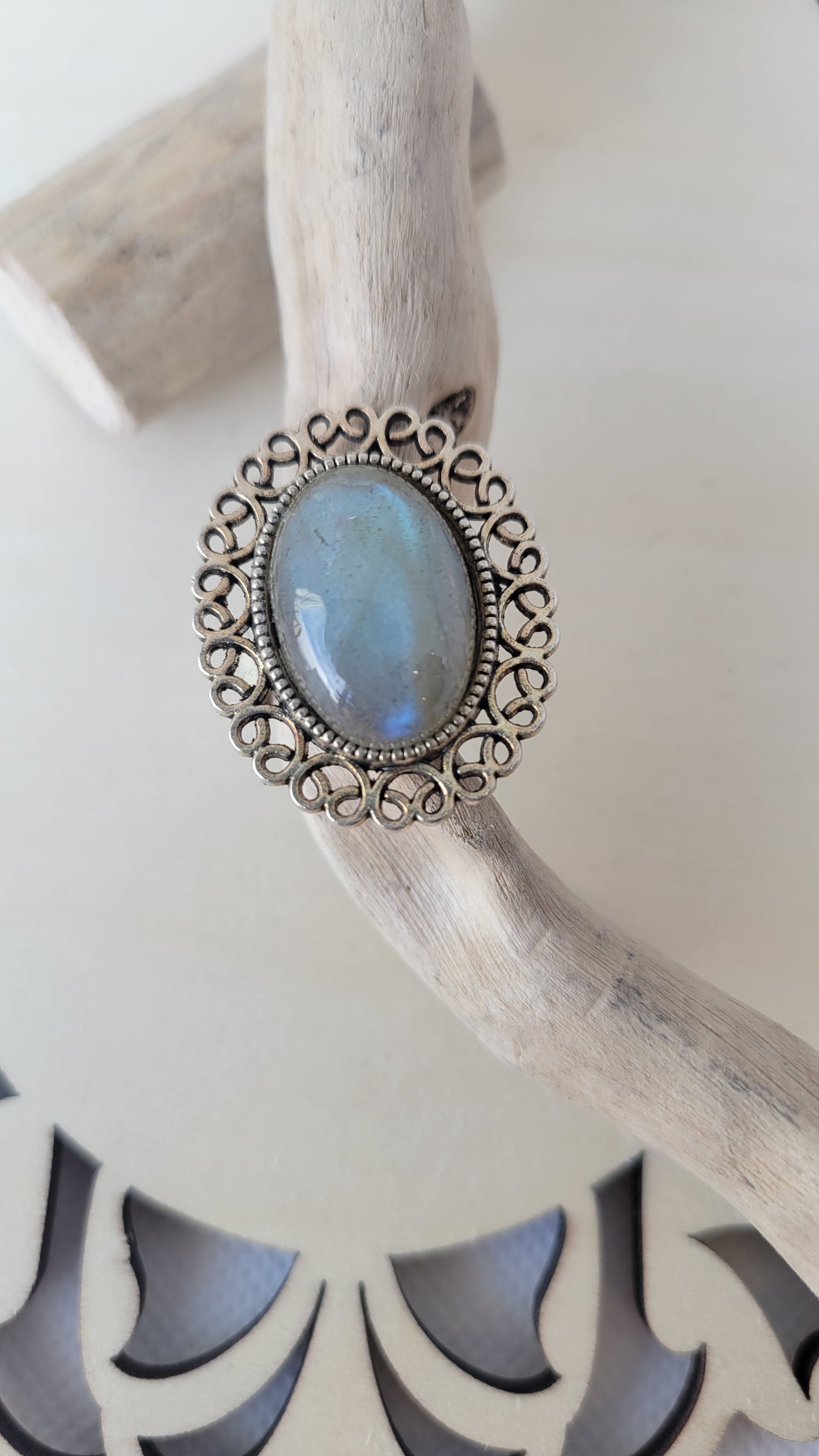 Adjustable labradorite ring