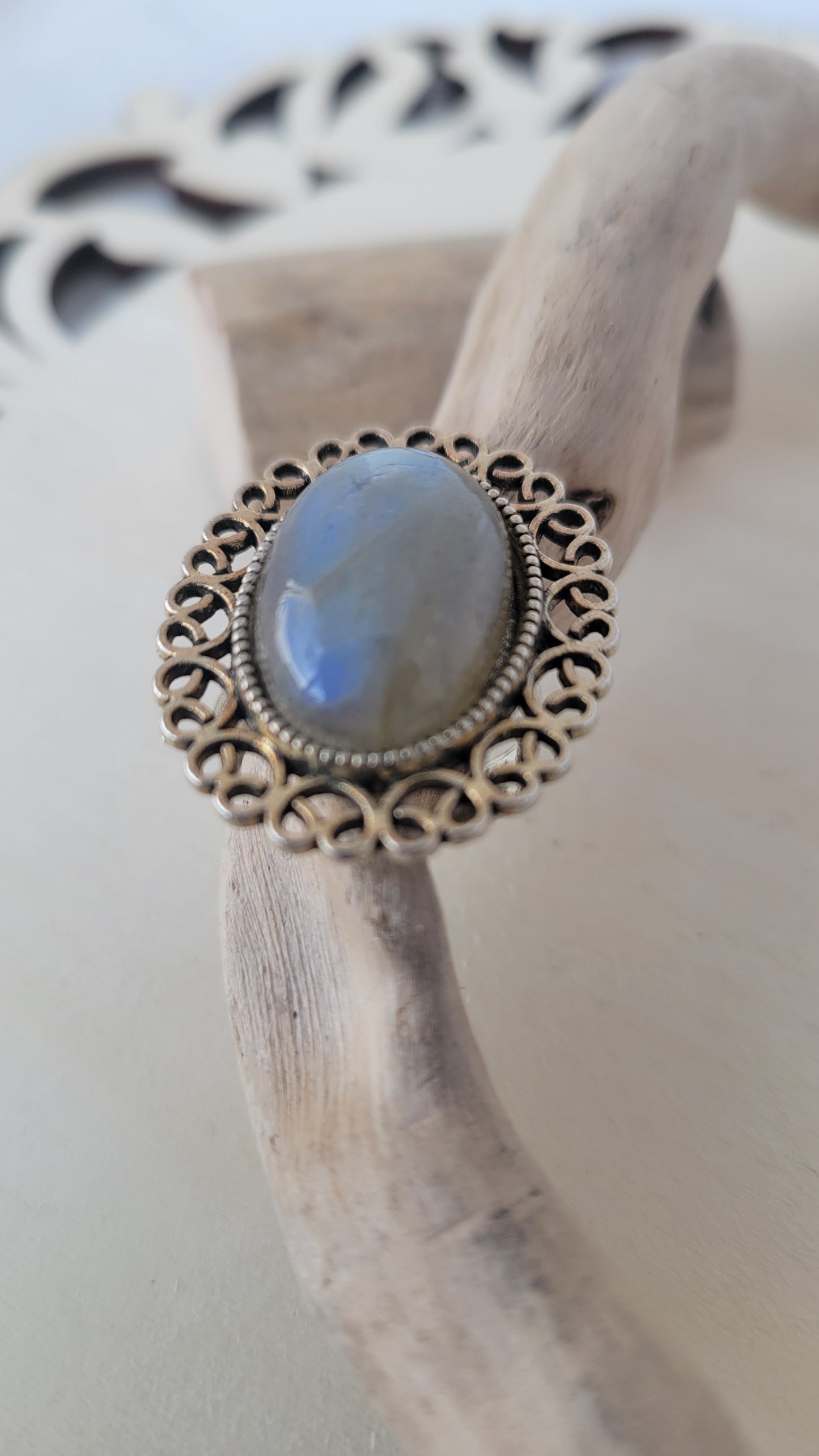 Adjustable labradorite ring