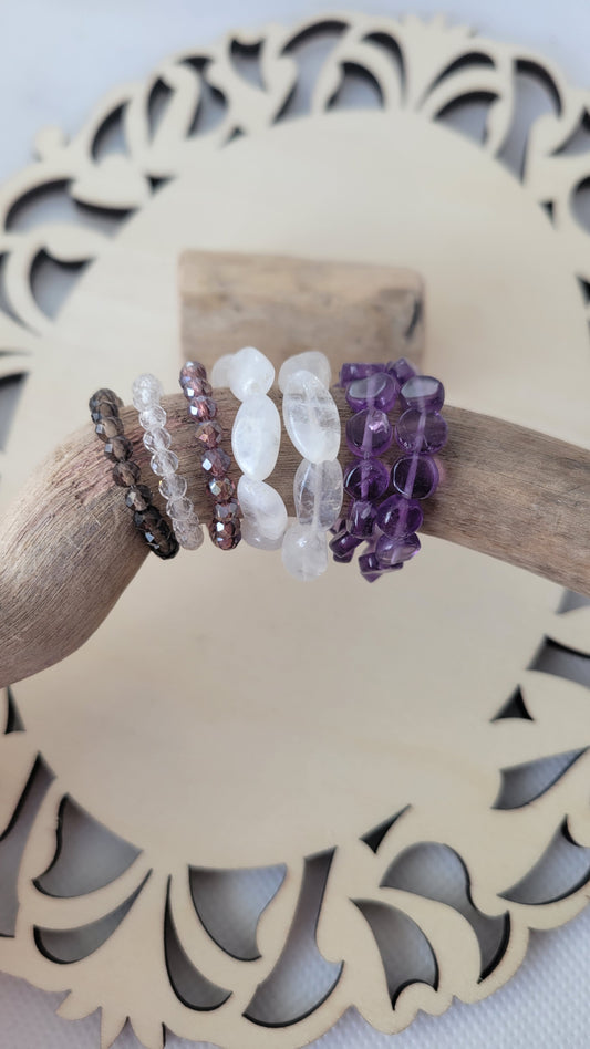 Crystal bead rings, elastic