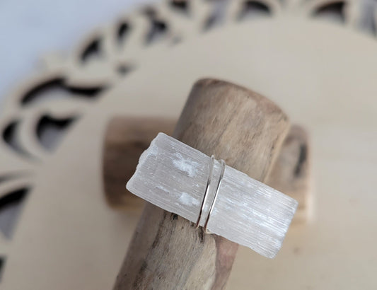 Selenite crystal ring