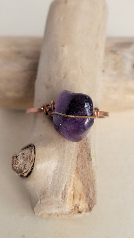 Amethyst crystal ring