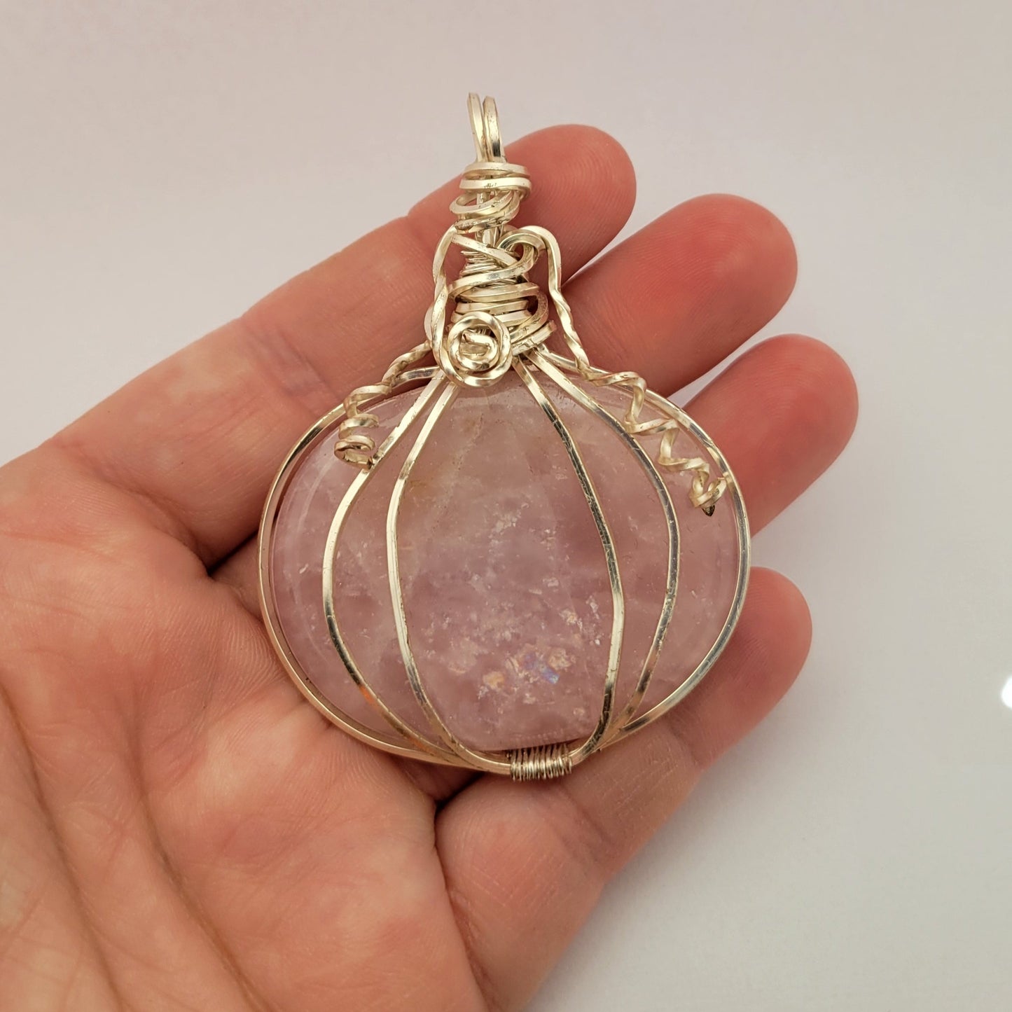 Rose quartz pumpkin pendant