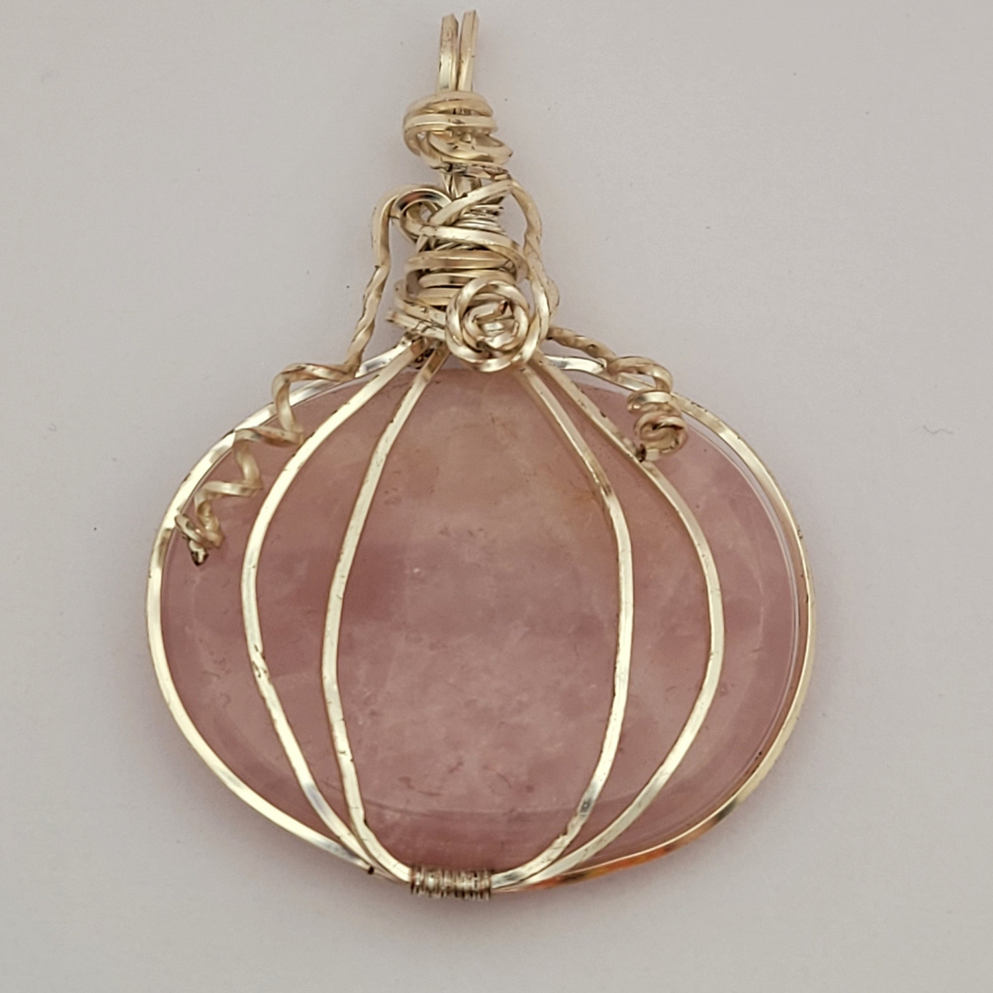Rose quartz pumpkin pendant