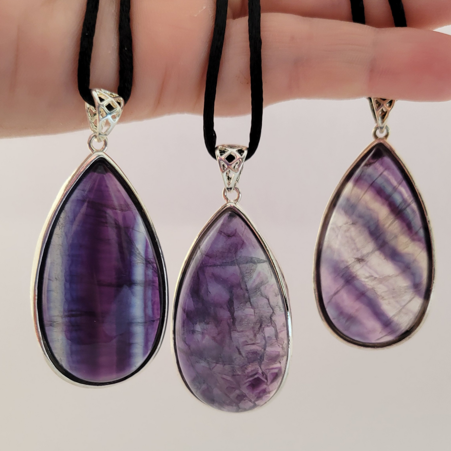 Teardrop Rainbow Fluorite Necklace