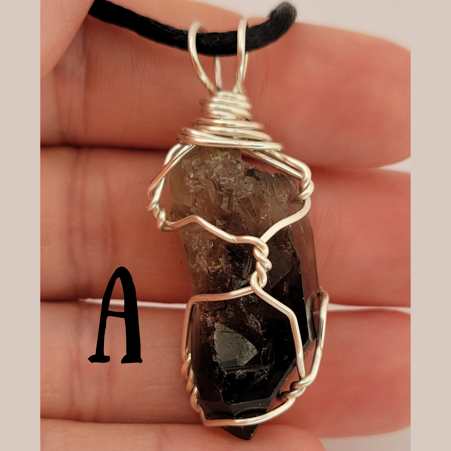 Smoky quartz, silver wirewrapped