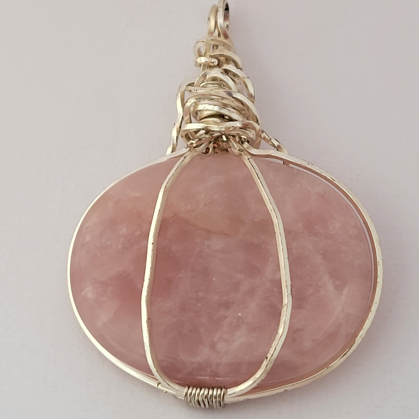 Rose quartz pumpkin pendant