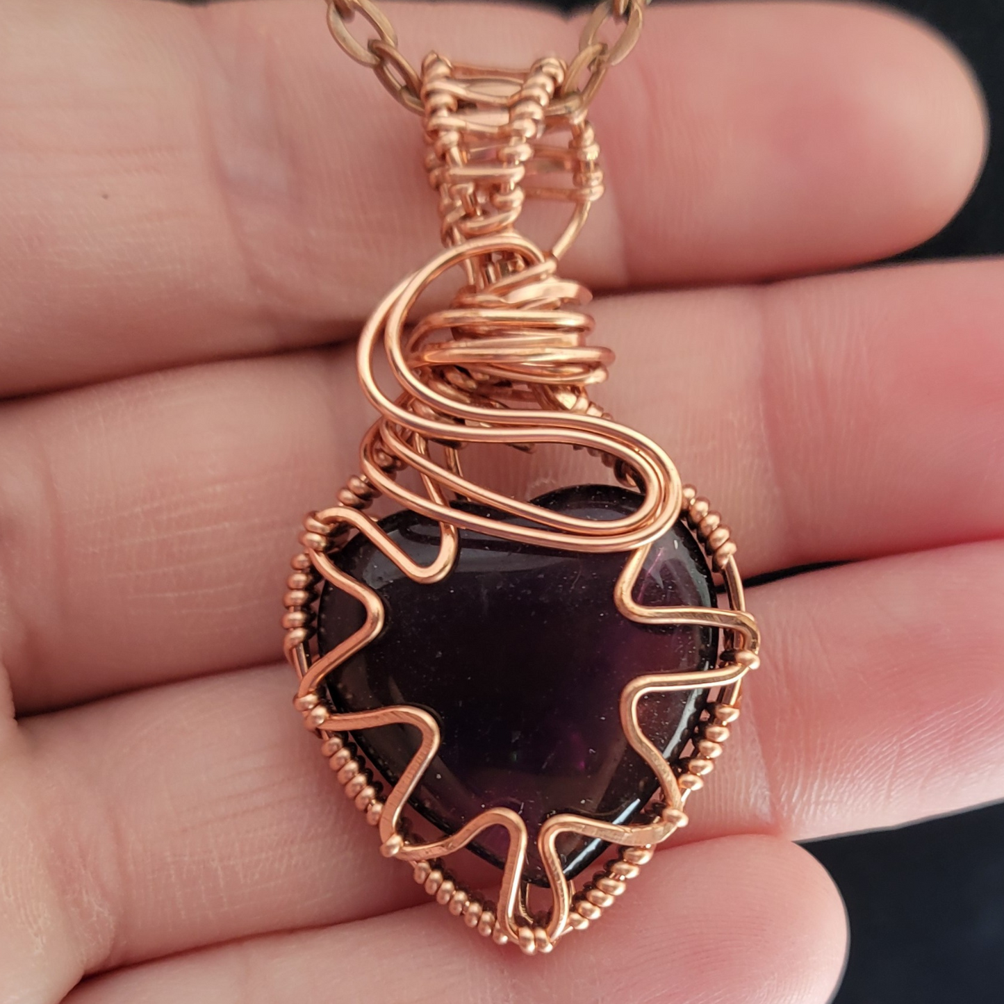 Amethyst Heart Cabochon Pendant