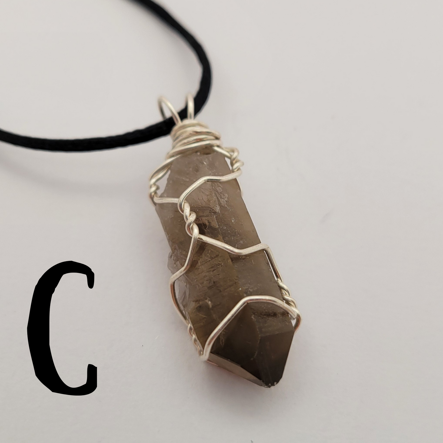 Smoky quartz, silver wirewrapped