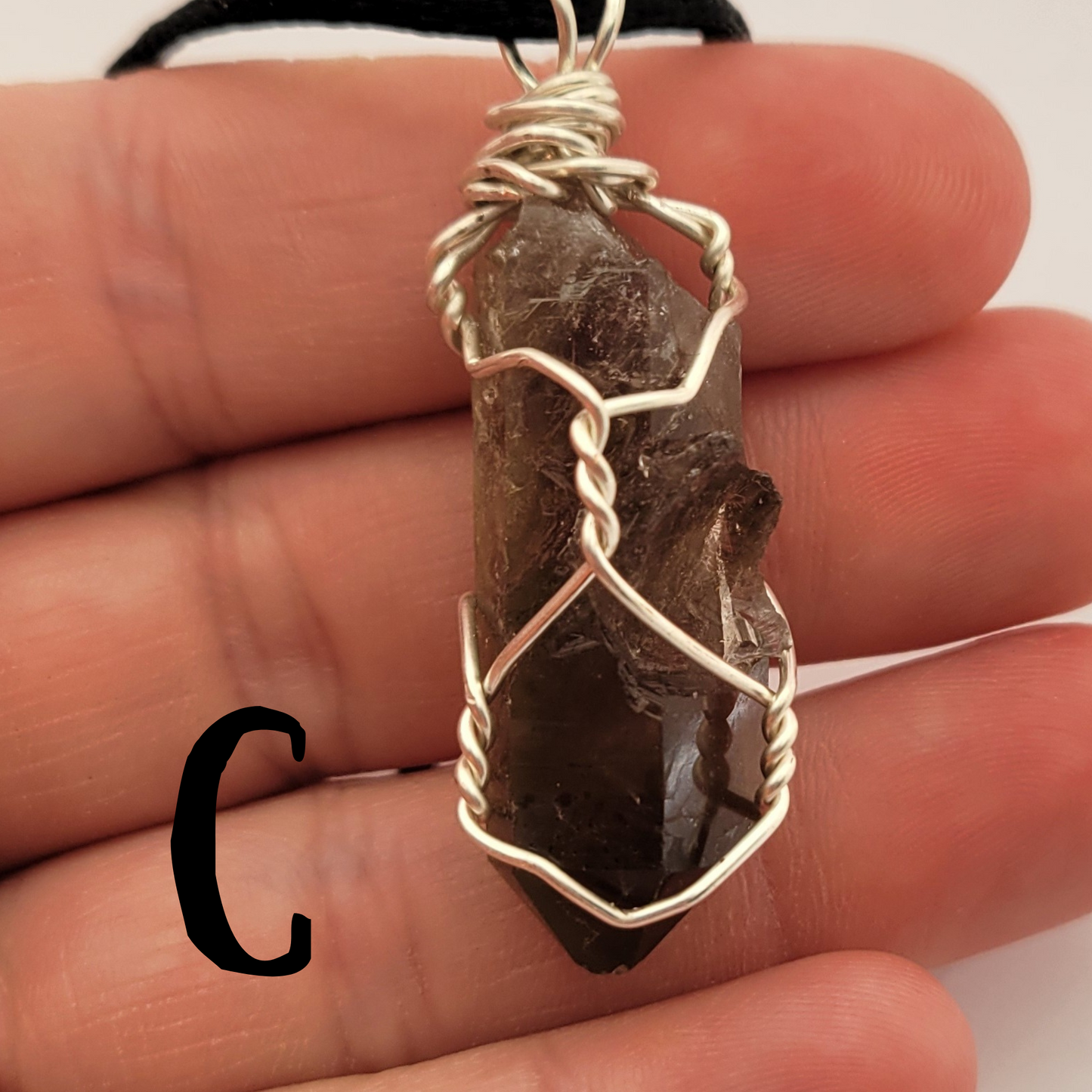 Smoky quartz, silver wirewrapped