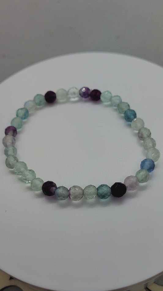 Rainbow fluorite faceted bracelet