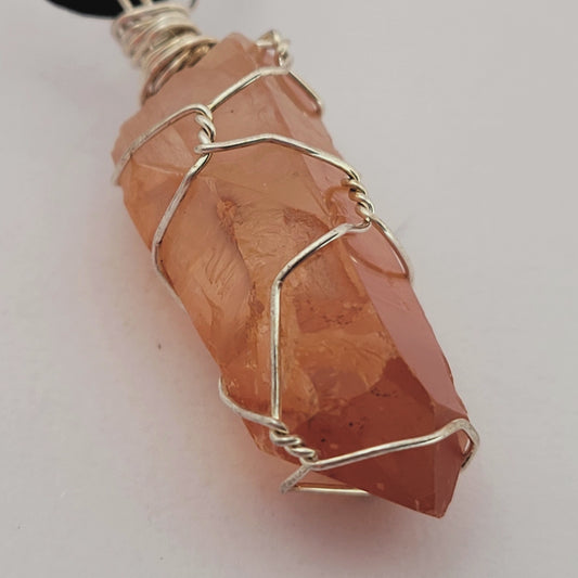 Tangerine, silver wirewrapped