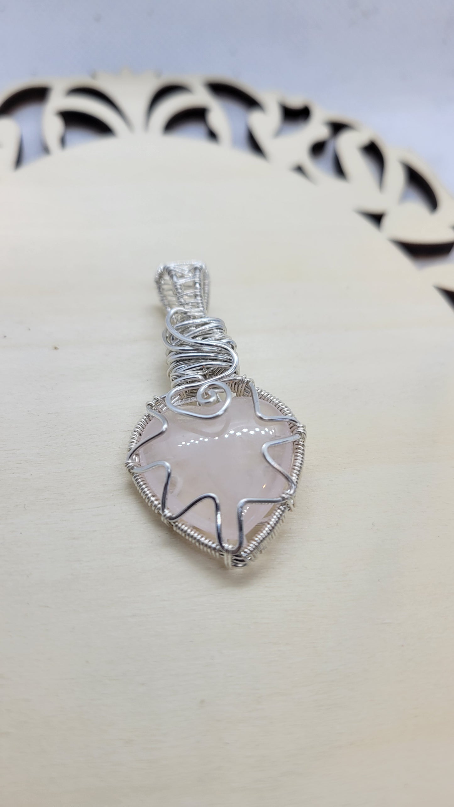 Rose quartz heart necklace