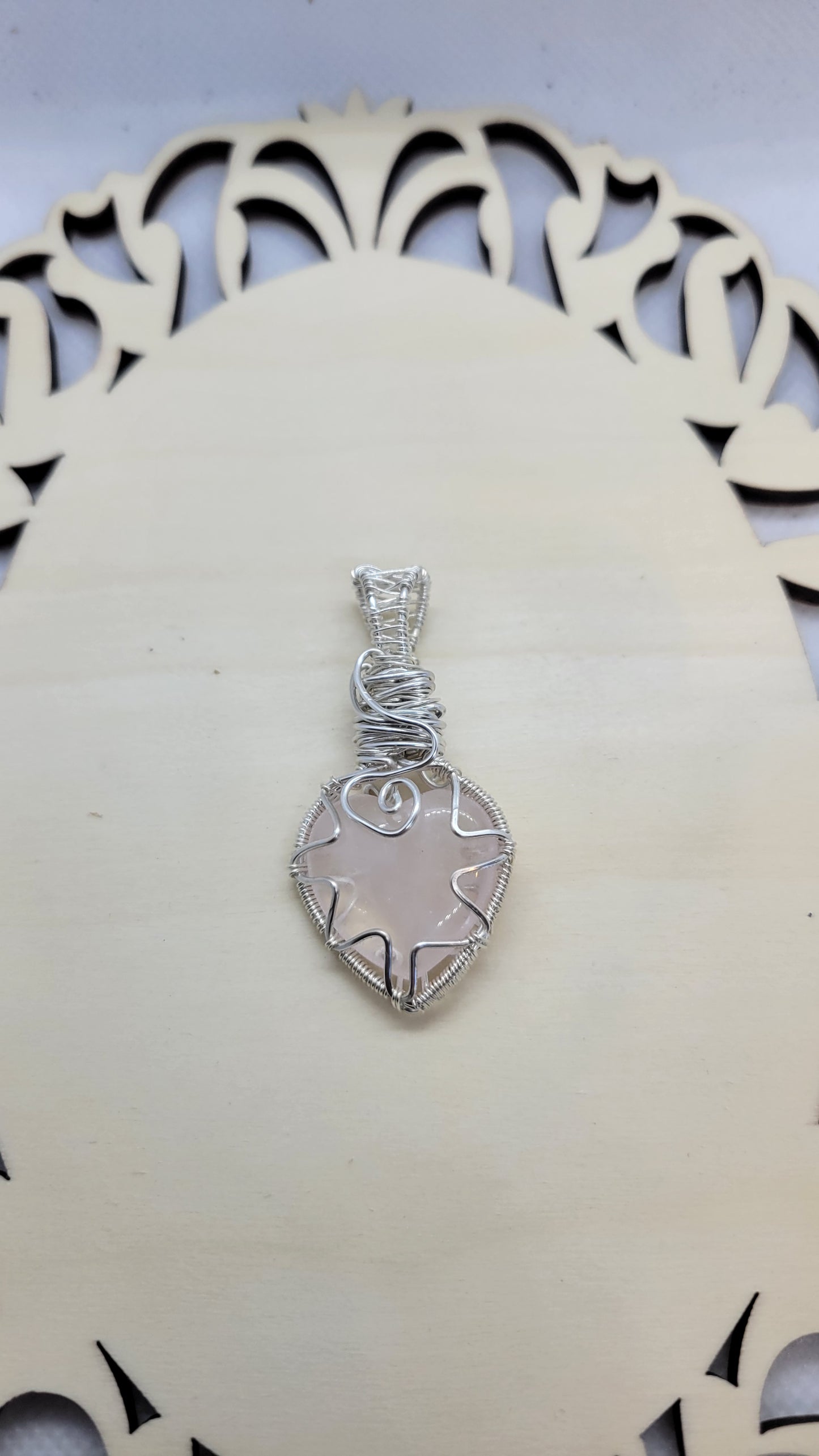 Rose quartz heart necklace