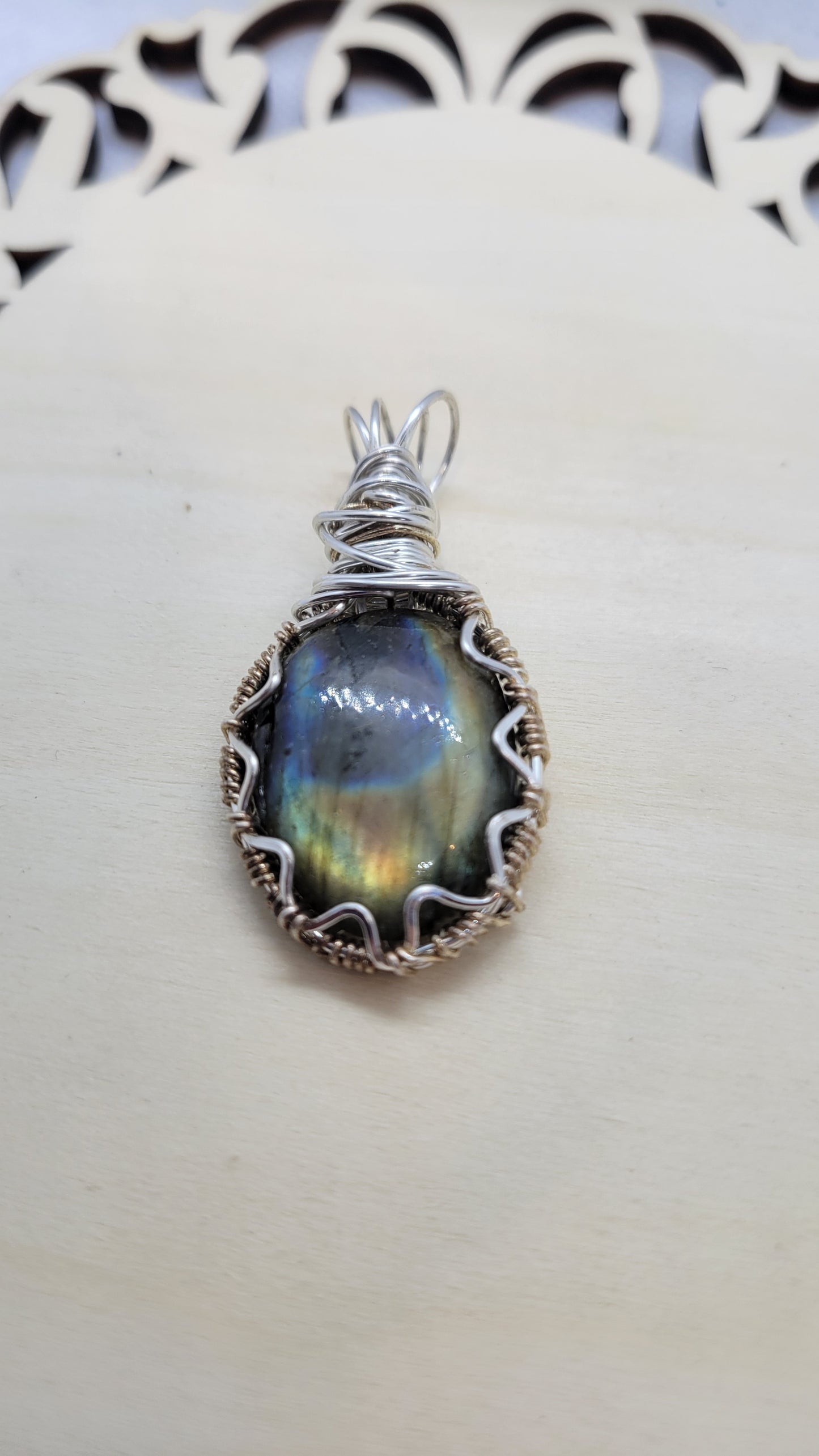 Labradorite wire wrap necklace