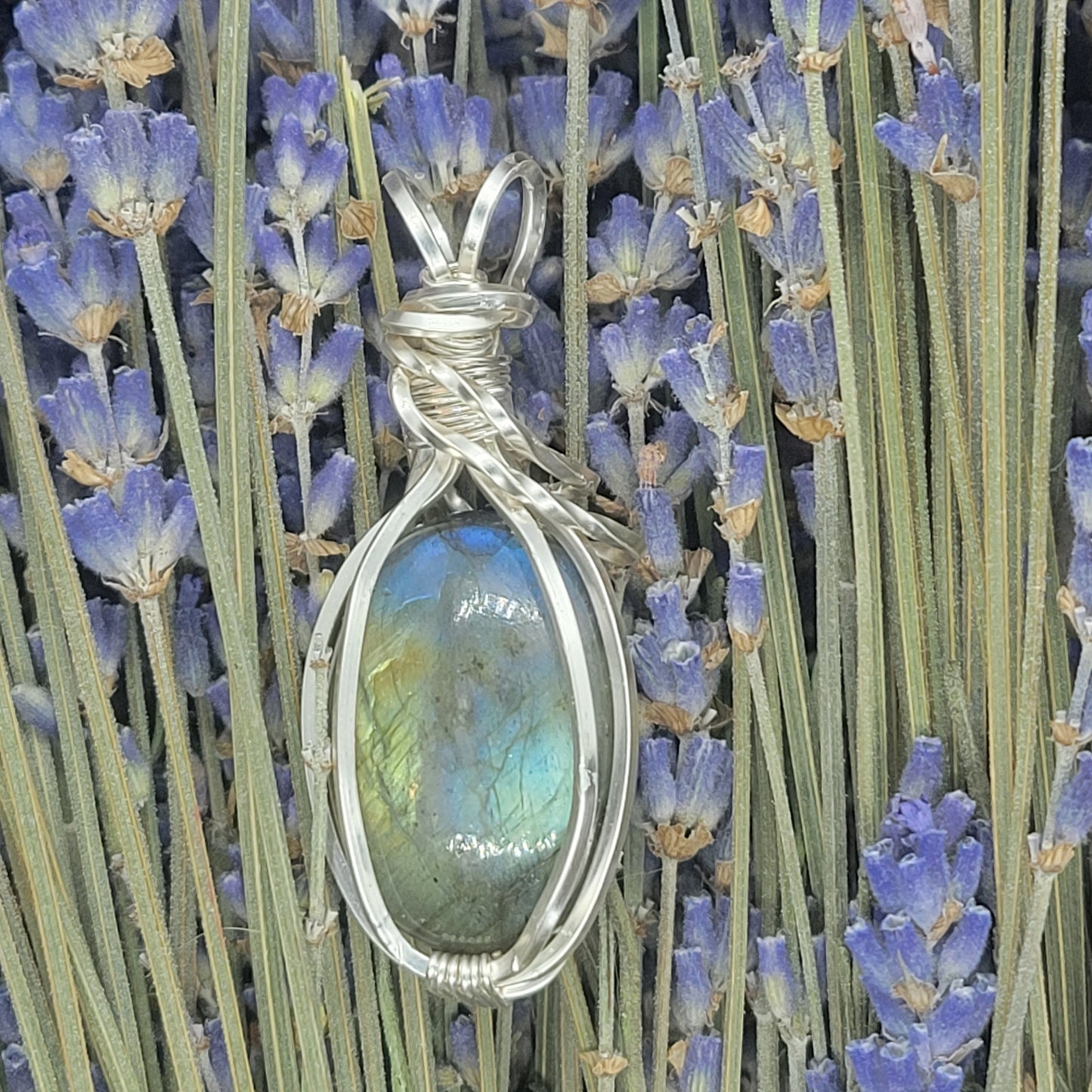 Wire wrapped Labradorite cabochon